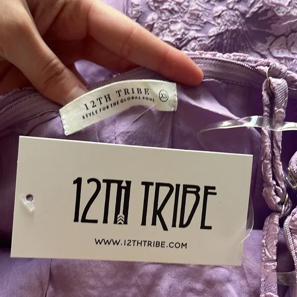 NWT 12th Tribe Ingrid Purple Floral Midi Dress - Picture 4 of 4